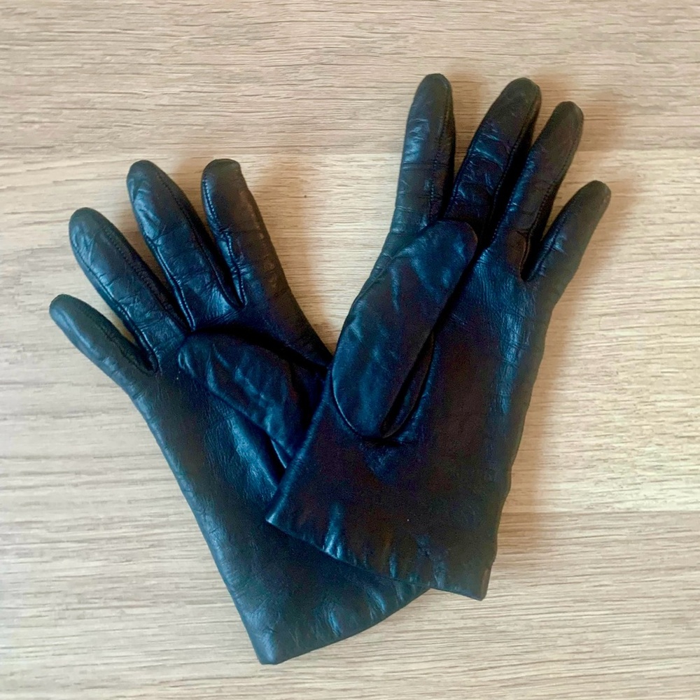 Leather cashmere-lined gloves